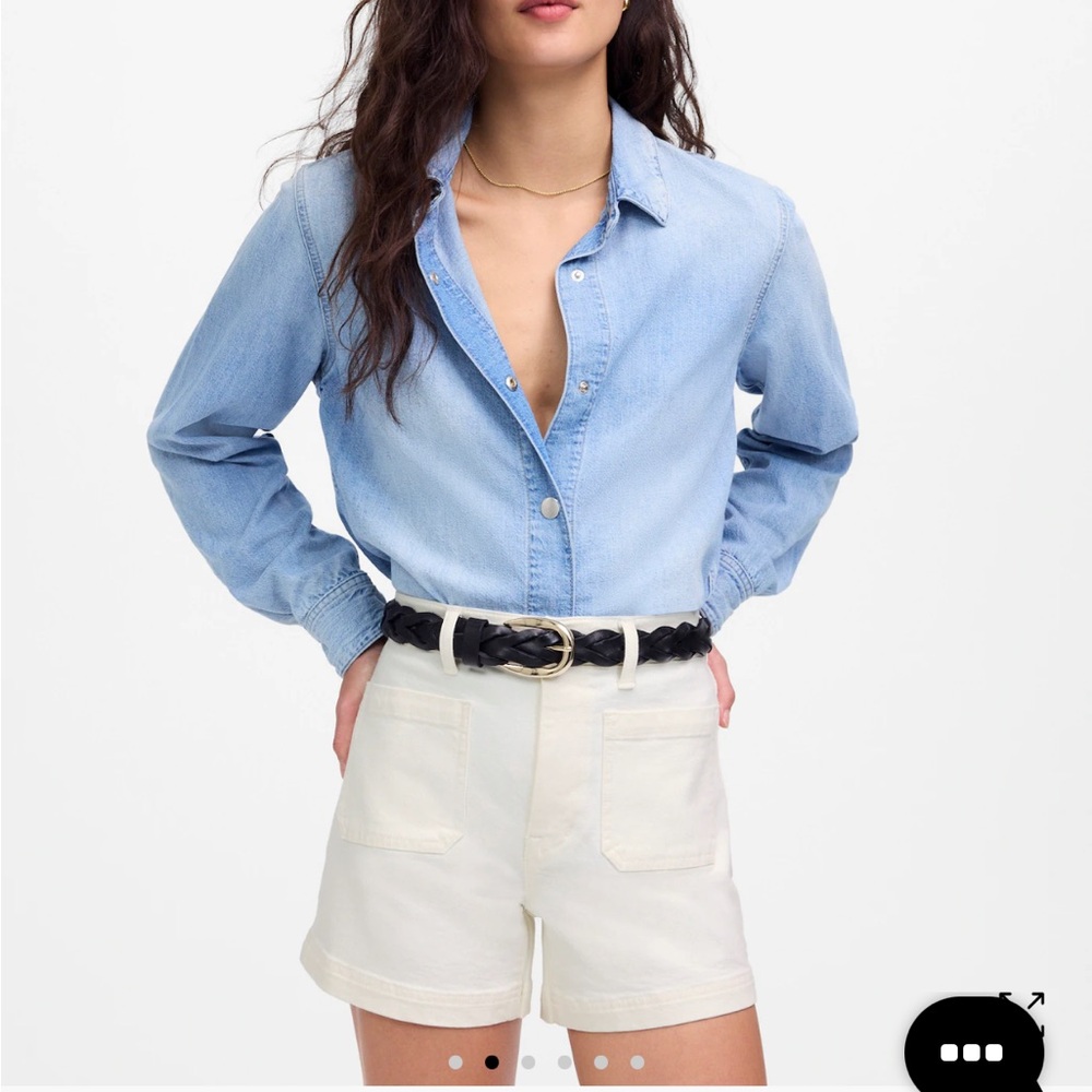 NWT Madewell High Waist Emmett patch pocket denim shorts tile white off white